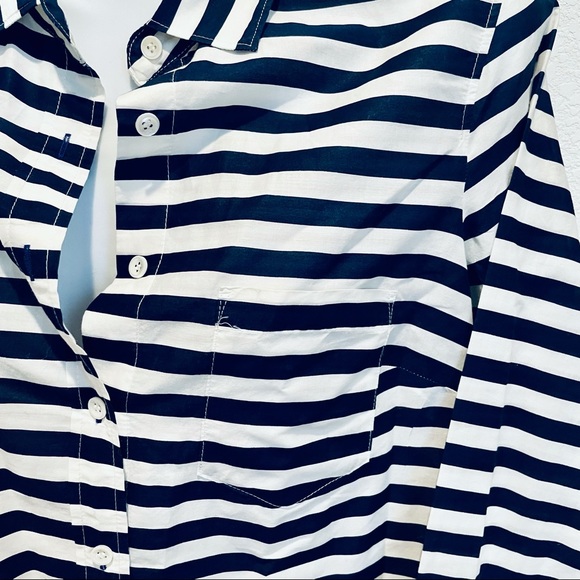 J. CREW Blue White Striped BOY Button Down Shirt size 0 - Picture 11 of 16